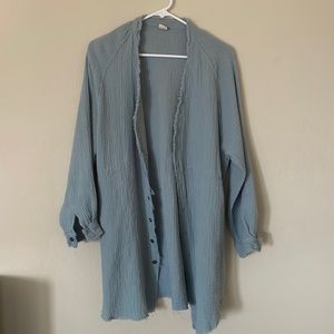Distressed Muslin Fabric Button Down
